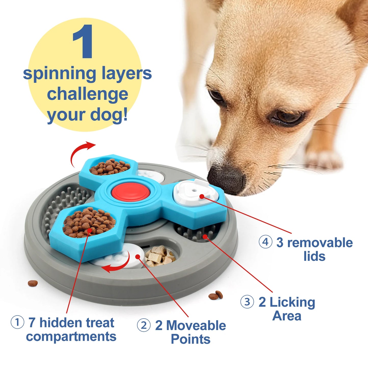 2-Layers Dog Puzzle Slow Feeder – Interactive Food Dispenser to Increase Puppy IQ and Prevent Choking - My Fur Baby