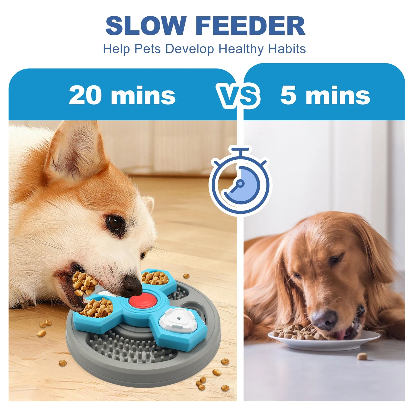 2-Layers Dog Puzzle Slow Feeder – Interactive Food Dispenser to Increase Puppy IQ and Prevent Choking - My Fur Baby
