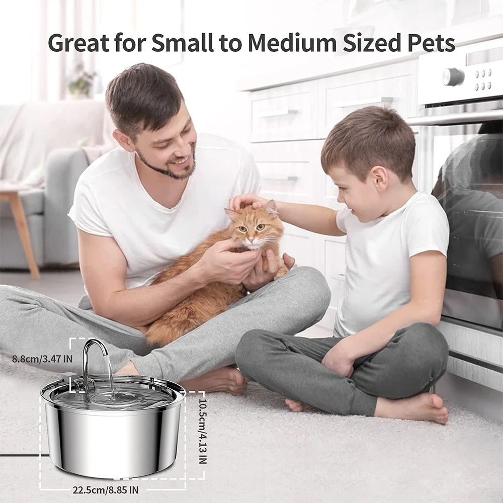 Stainless Steel Pet Water Fountain – 3L Automatic Smart Feeder for Cats & Dogs - My Fur Baby