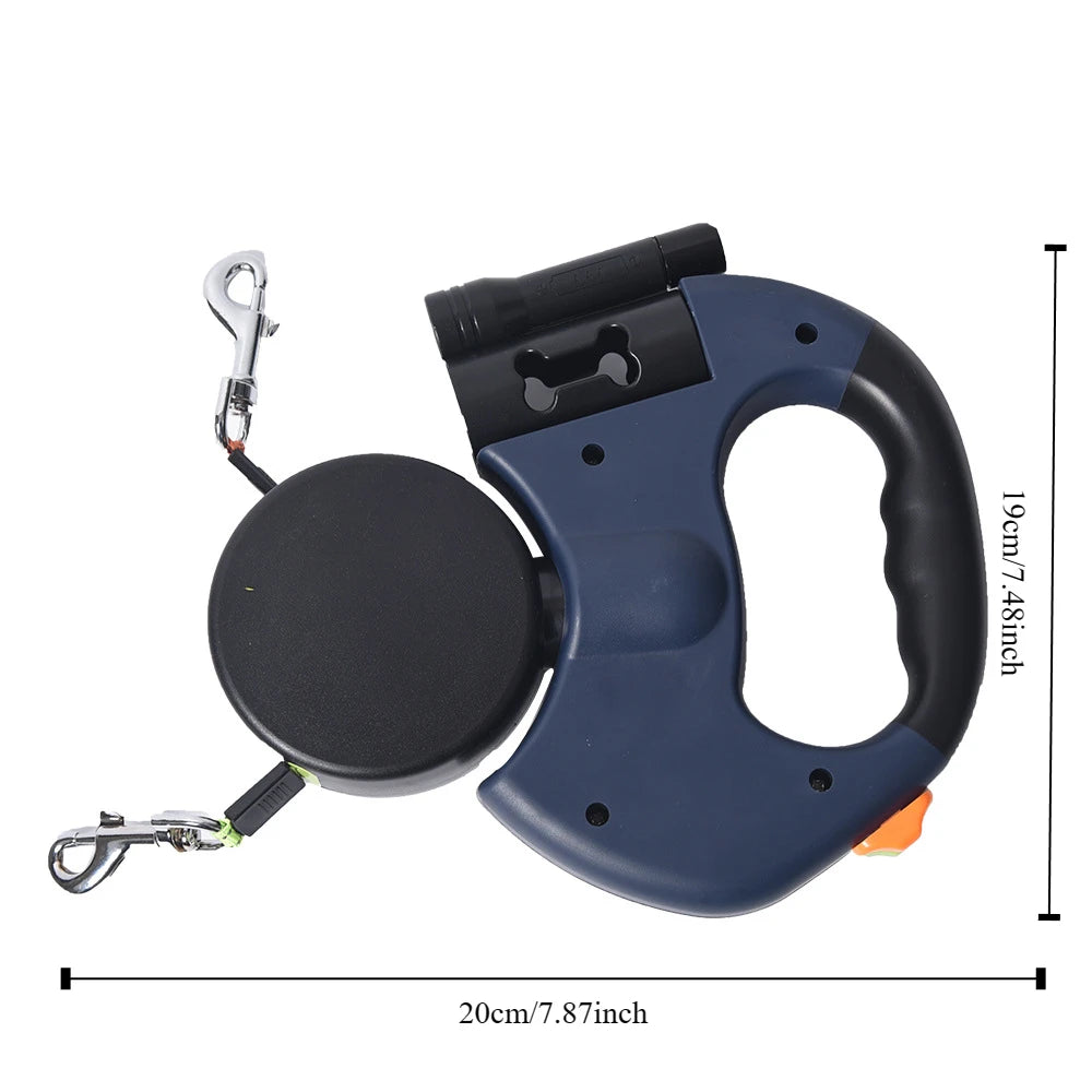 Automatic Retractable Dual Dog Leash with Built-In Flashlight – Easy Two-Dog Walking Solution - My Fur Baby