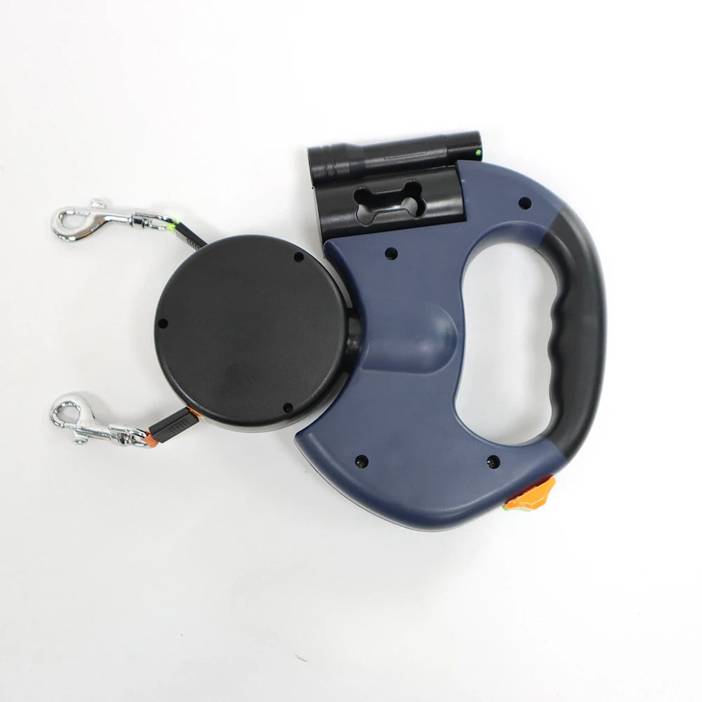 Automatic Retractable Dual Dog Leash with Built-In Flashlight – Easy Two-Dog Walking Solution - My Fur Baby