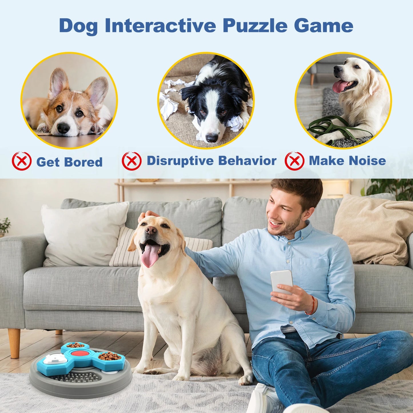 2-Layers Dog Puzzle Slow Feeder – Interactive Food Dispenser to Increase Puppy IQ and Prevent Choking - My Fur Baby