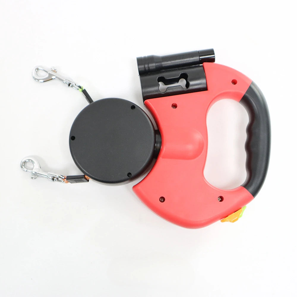 Automatic Retractable Dual Dog Leash with Built-In Flashlight – Easy Two-Dog Walking Solution - My Fur Baby