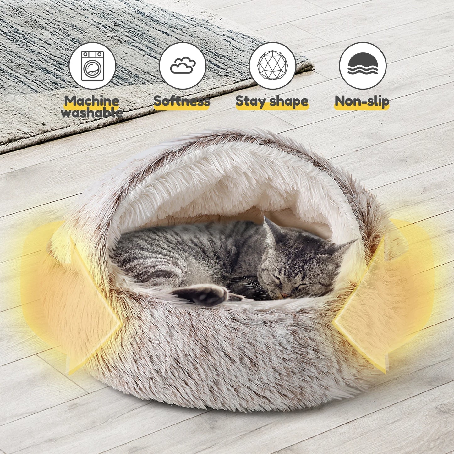 21'' Pet Cat & Dog Soft Semi-Enclosed Nest Bed — Cozy Indoor Resting House for Cats & Small Dogs - My Fur Baby