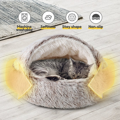 21'' Pet Cat & Dog Soft Semi-Enclosed Nest Bed — Cozy Indoor Resting House for Cats & Small Dogs - My Fur Baby