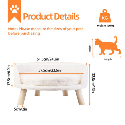 Pet Sofa Bed Raised Cat Chair – Small Dog Couch Bed with Removable Cushion - My Fur Baby