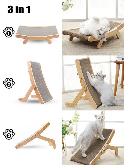 Cat Scratcher Board Wooden Frame – 3-in-1 Detachable Scratching Post and Lounge Bed for Cats - My Fur Baby