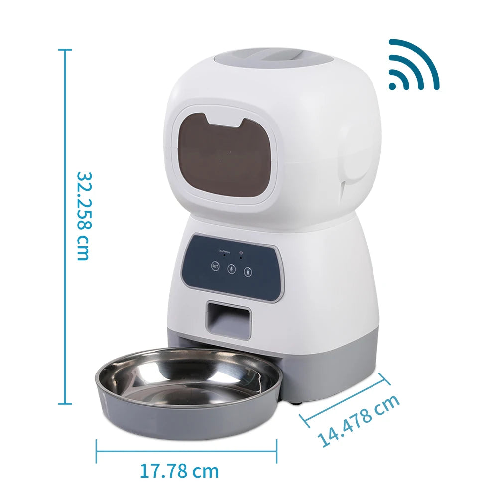 3.5L Smart Automatic Pet Feeder with WiFi, Voice Recorder & Timer - My Fur Baby