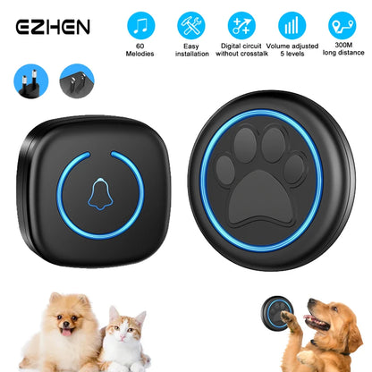 Pet Touch Doorbell for Cats & Dogs – 300M Range, 60 Ringtones, Waterproof Wireless Training Bell - My Fur Baby