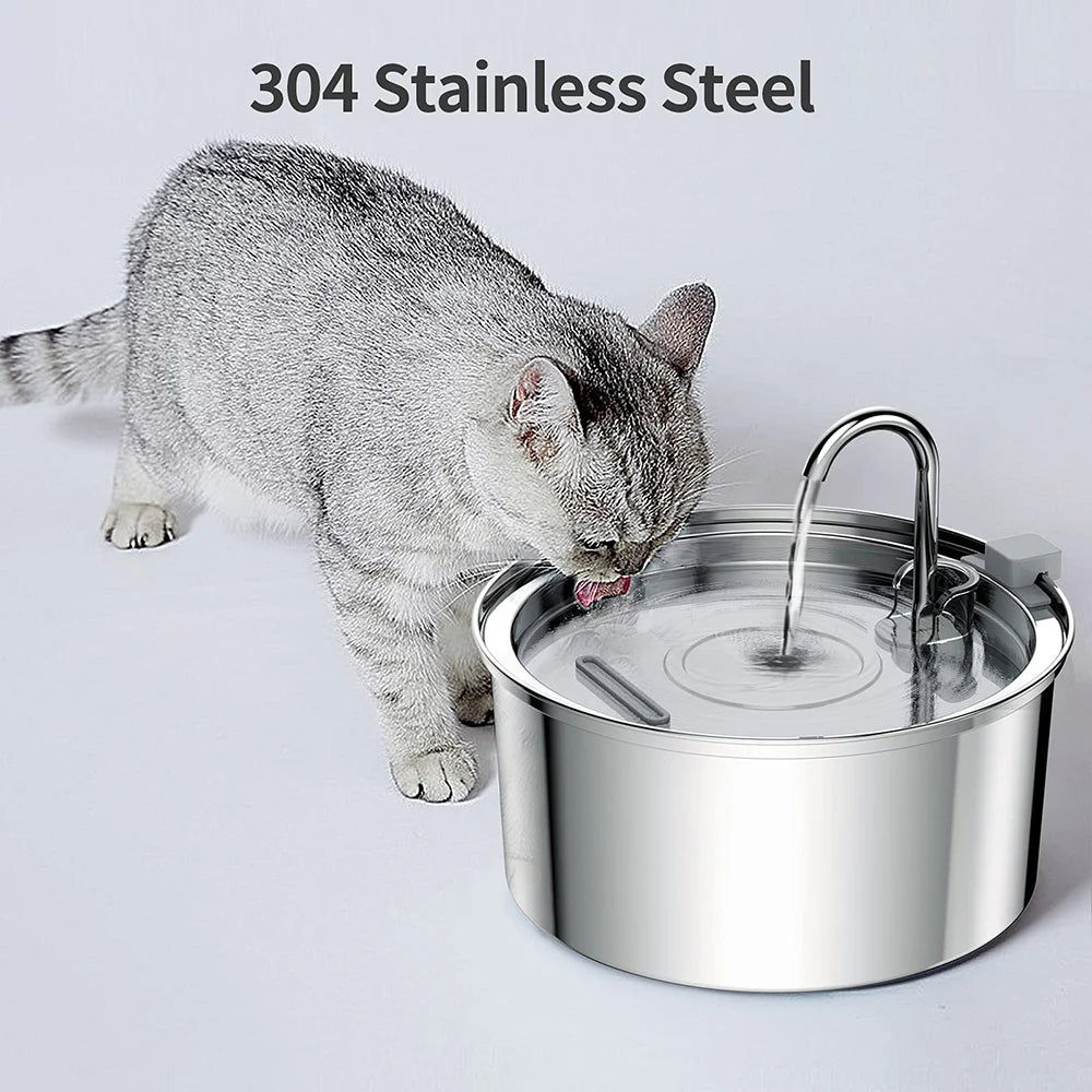 Stainless Steel Pet Water Fountain – 3L Automatic Smart Feeder for Cats & Dogs - My Fur Baby