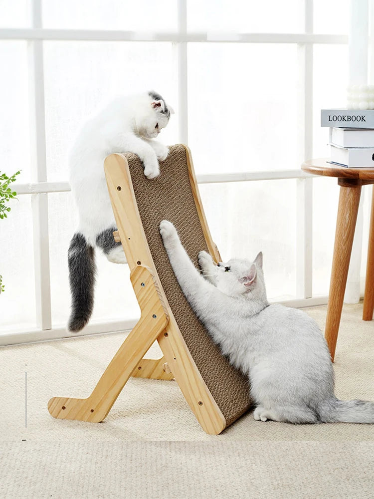 Cat Scratcher Board Wooden Frame – 3-in-1 Detachable Scratching Post and Lounge Bed for Cats - My Fur Baby