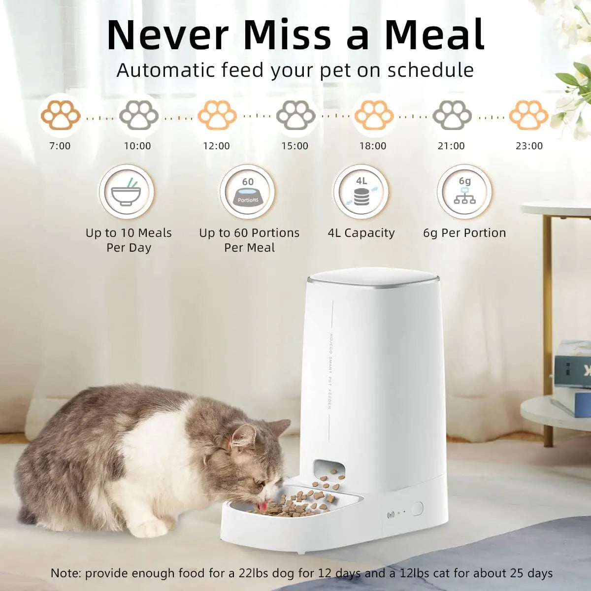 Automatic Cat Feeder Pet Smart WiFi Kibble Dispenser – 4L Auto Food Dispenser for Cats & Dogs - My Fur Baby