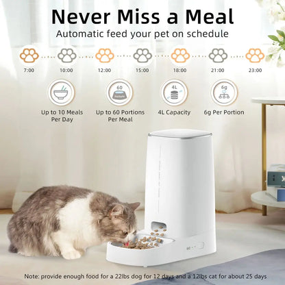 Automatic Cat Feeder Pet Smart WiFi Kibble Dispenser – 4L Auto Food Dispenser for Cats & Dogs - My Fur Baby