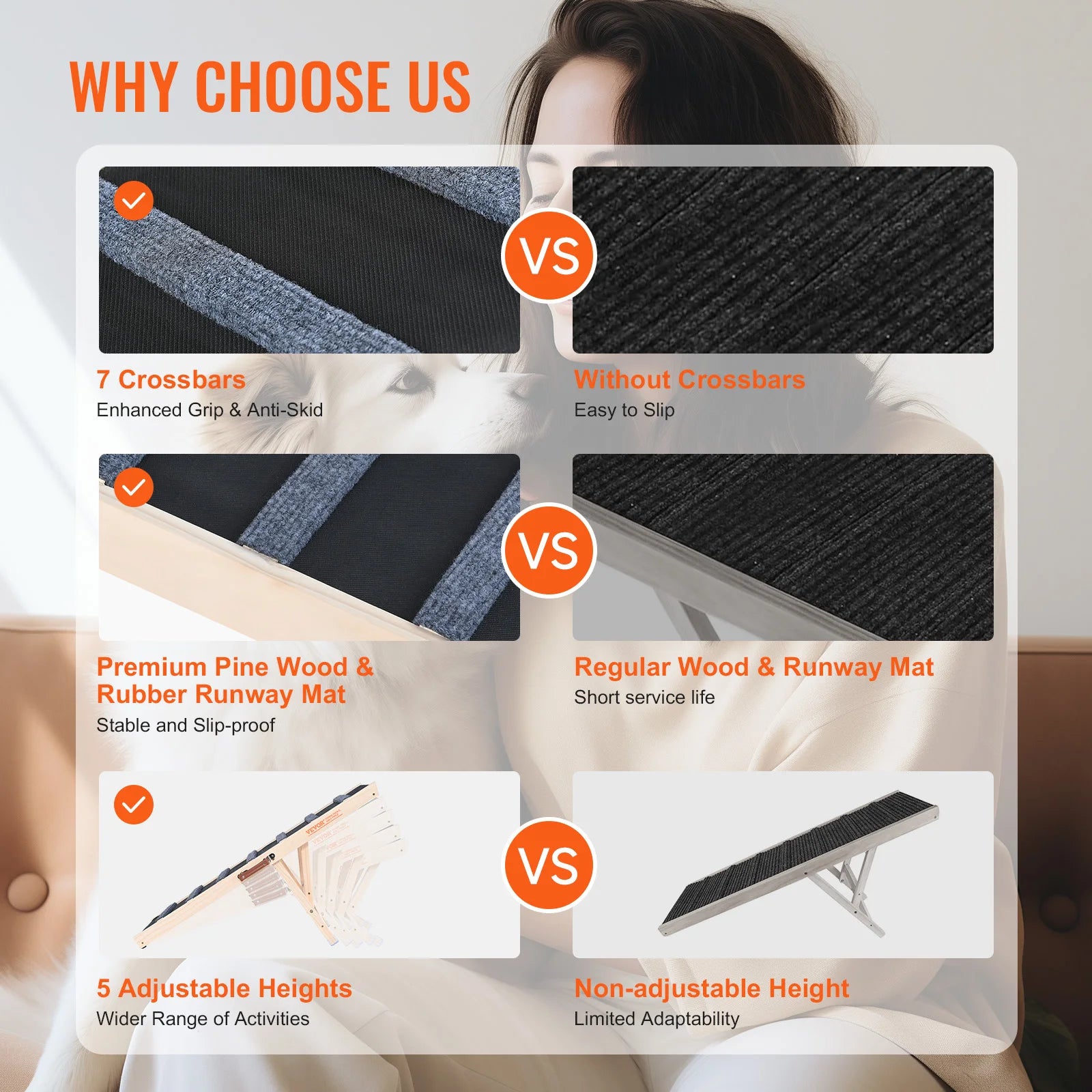 Folding Wooden Dog Ramp with Adjustable Heights – Anti-Slip, Durable - My Fur Baby