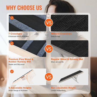 Folding Wooden Dog Ramp with Adjustable Heights – Anti-Slip, Durable - My Fur Baby