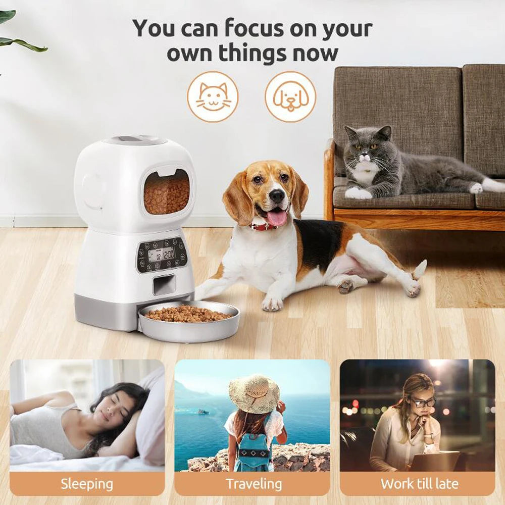 3.5L Smart Automatic Pet Feeder with WiFi, Voice Recorder & Timer - My Fur Baby