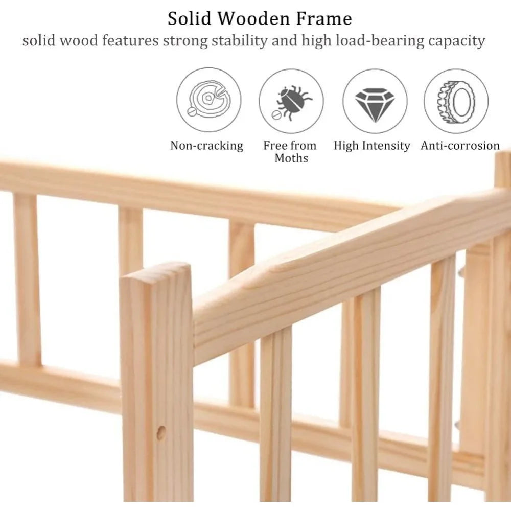 Elevated Wooden Pet Bed with Cooling Cushion - My Fur Baby