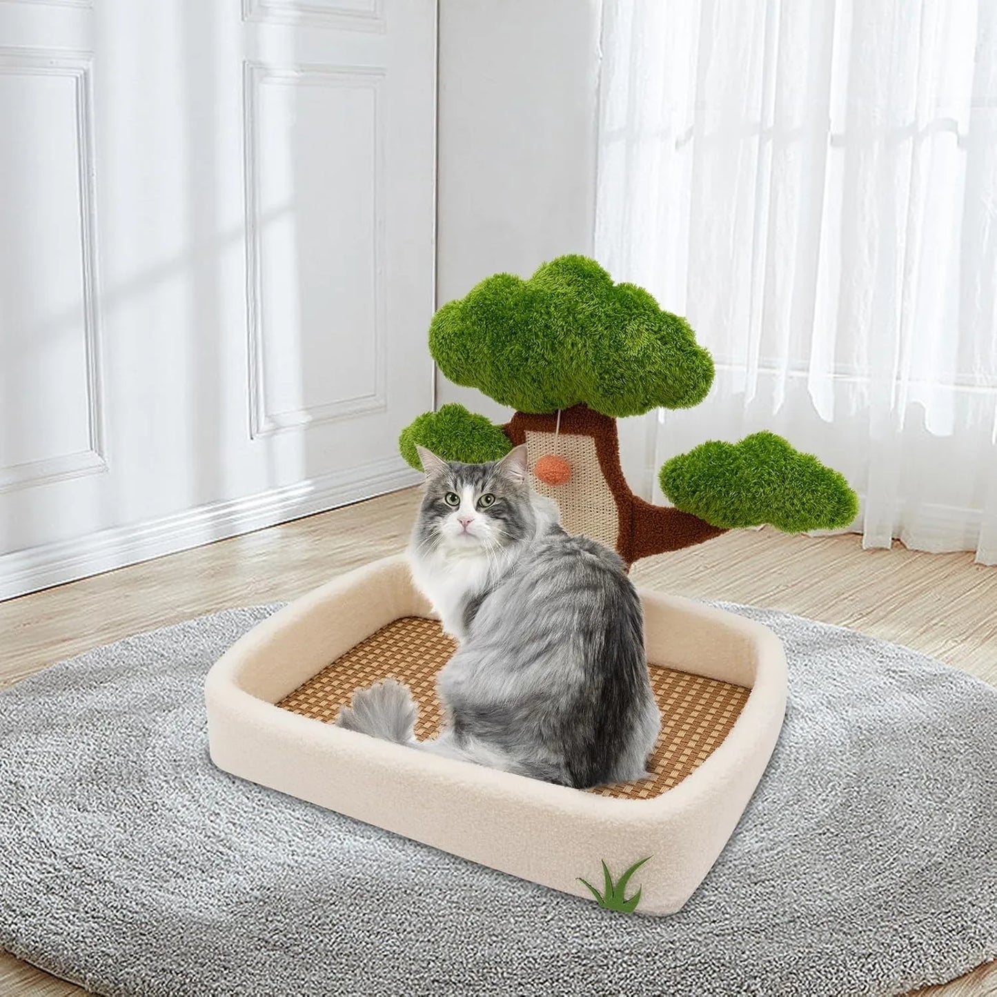 Luxury Cat House with Pine Tree Scratching Post - My Fur Baby