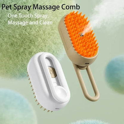 Steamy Electric Pet Brush 3-in-1 – Spray, Massage - My Fur Baby