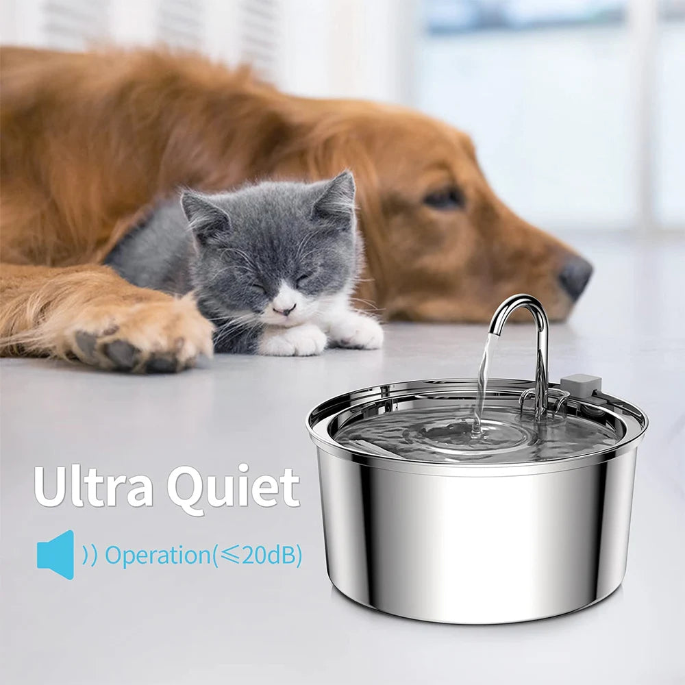 Stainless Steel Pet Water Fountain – 3L Automatic Smart Feeder for Cats & Dogs - My Fur Baby