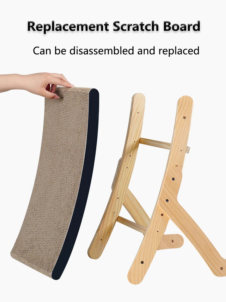 Cat Scratcher Board Wooden Frame – 3-in-1 Detachable Scratching Post and Lounge Bed for Cats - My Fur Baby