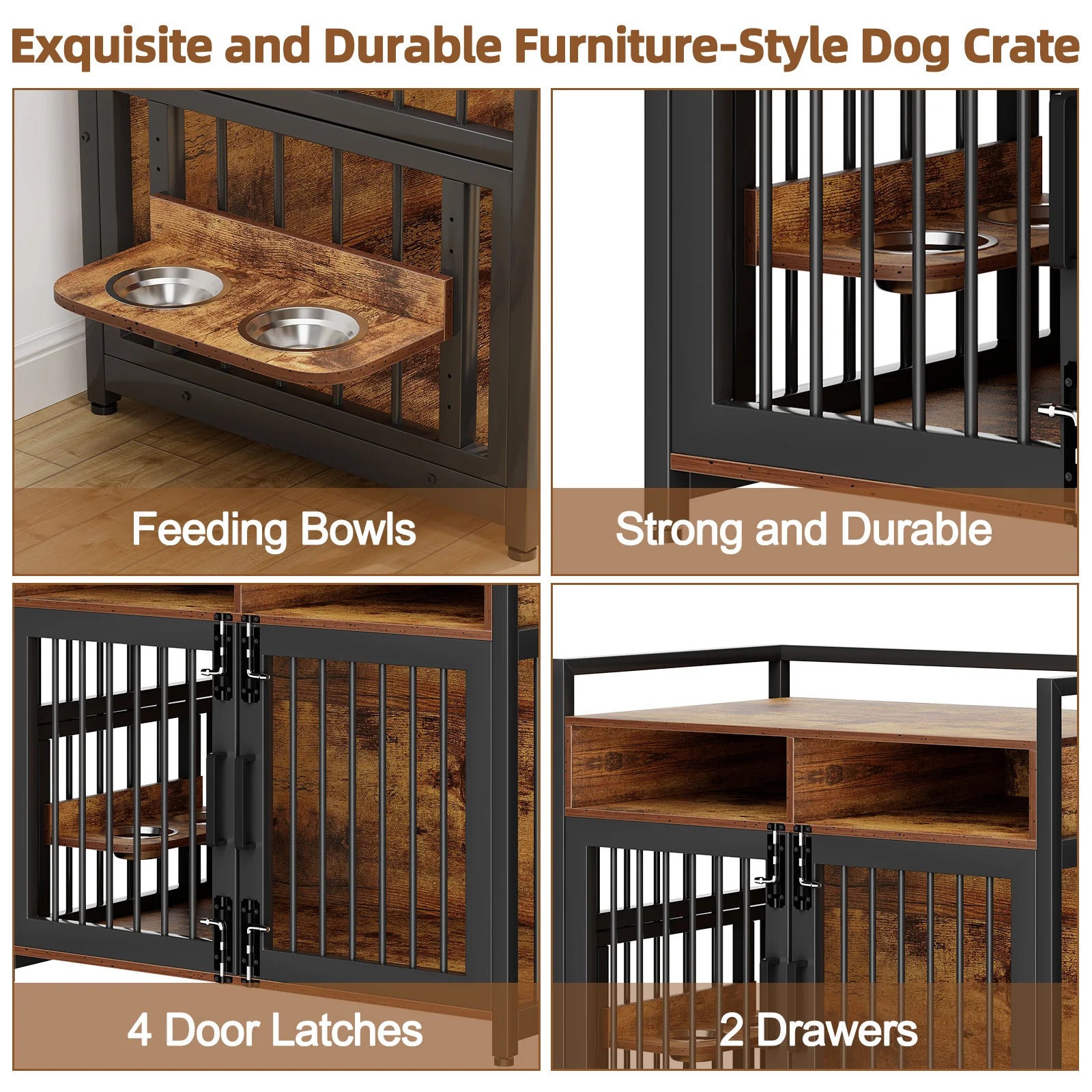 Wooden Dog Furniture with Storage Drawers -  Indoor Pet House - My Fur Baby
