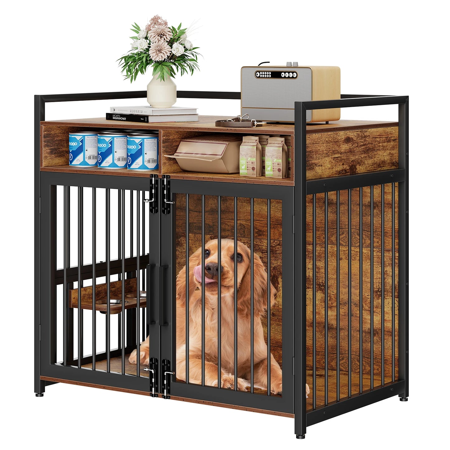 Wooden Dog Furniture with Storage Drawers -  Indoor Pet House - My Fur Baby