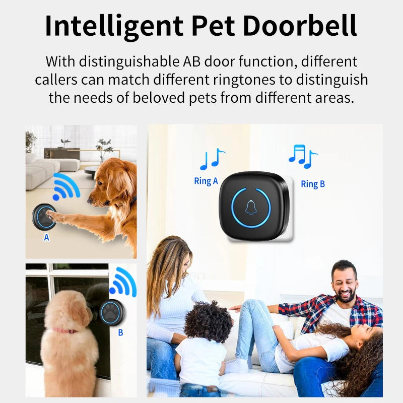 Pet Touch Doorbell for Cats & Dogs – 300M Range, 60 Ringtones, Waterproof Wireless Training Bell - My Fur Baby