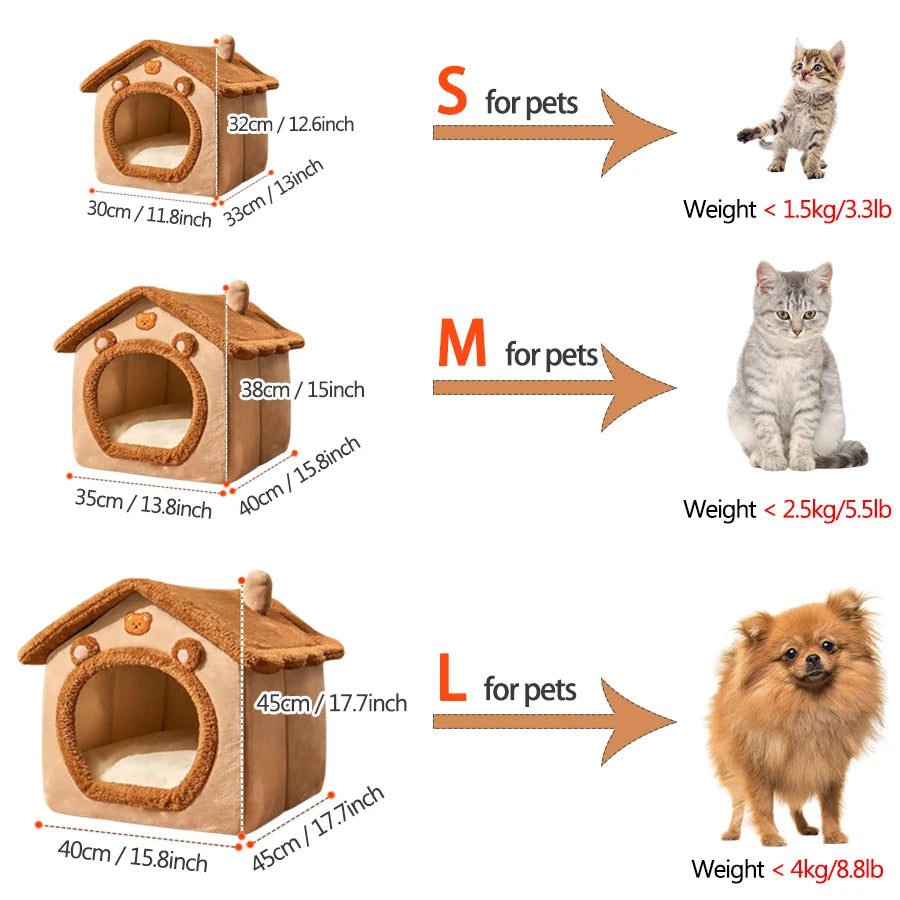 Foldable Pet House – Removable & Washable Cat House, Puppy Cave Sofa Pet Bed - My Fur Baby
