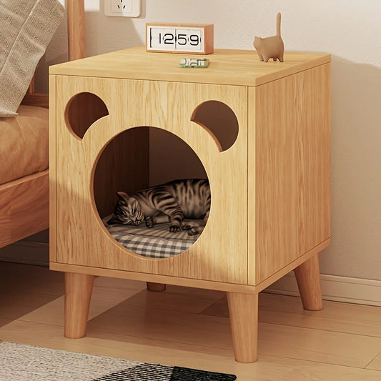 MeowLounge- Wooden Cat Bedside Table