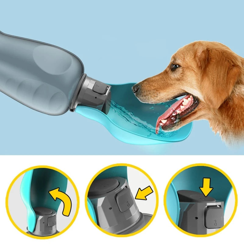 Portable Dog Travel Water Bottle with Built-in Drinking Bowl – 800ml Leak-Proof Pet Hydration Solution - My Fur Baby