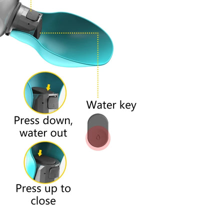 Portable Dog Travel Water Bottle with Built-in Drinking Bowl – 800ml Leak-Proof Pet Hydration Solution - My Fur Baby