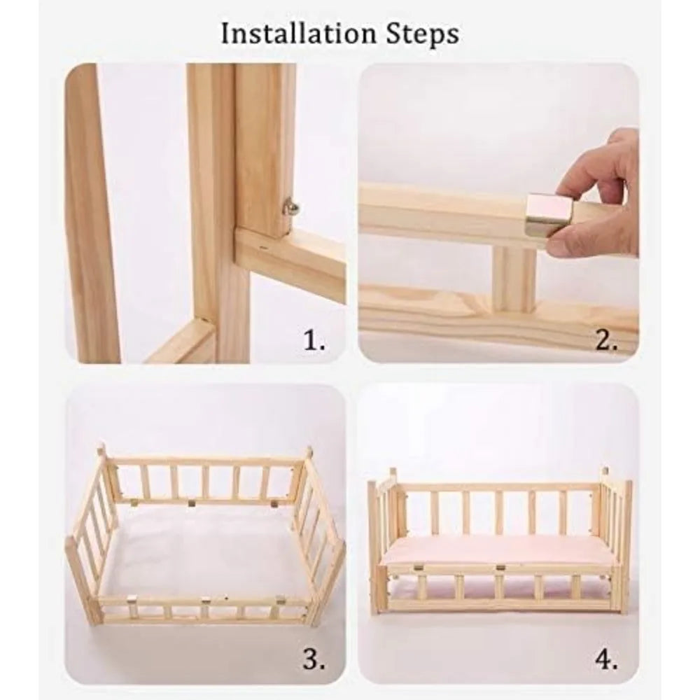 Elevated Wooden Pet Bed with Cooling Cushion - My Fur Baby