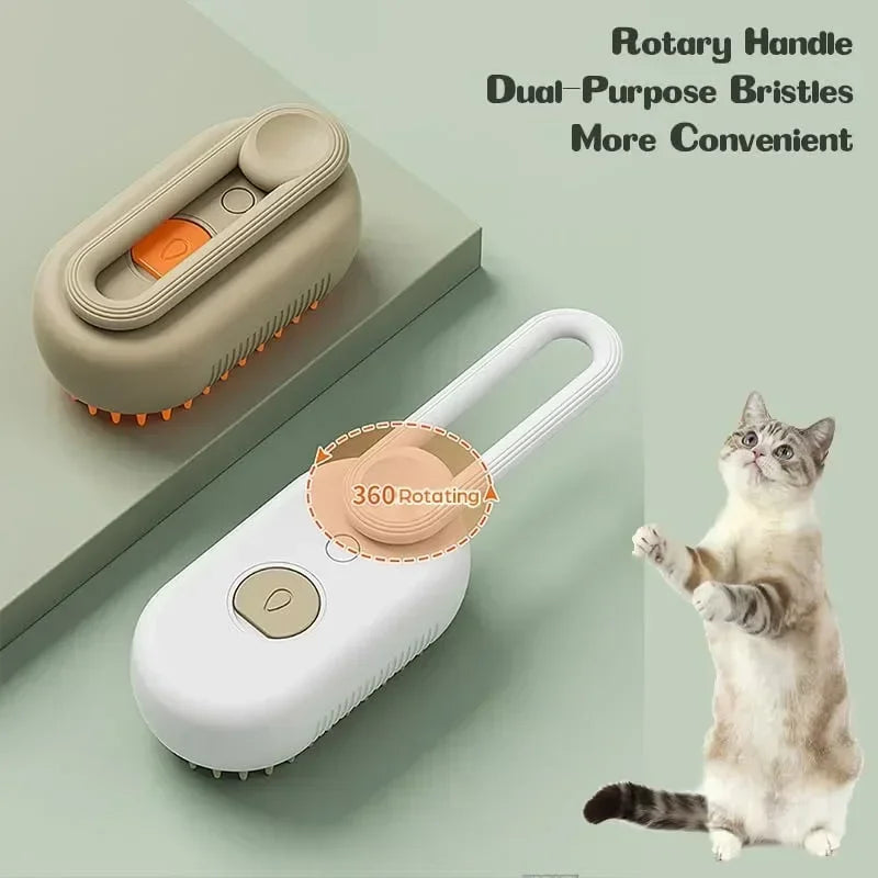 Steamy Electric Pet Brush 3-in-1 – Spray, Massage - My Fur Baby