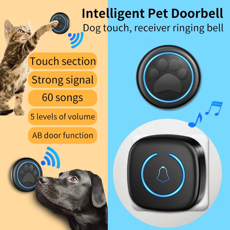 Pet Touch Doorbell for Cats & Dogs – 300M Range, 60 Ringtones, Waterproof Wireless Training Bell - My Fur Baby
