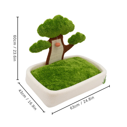 Luxury Cat House with Pine Tree Scratching Post - My Fur Baby