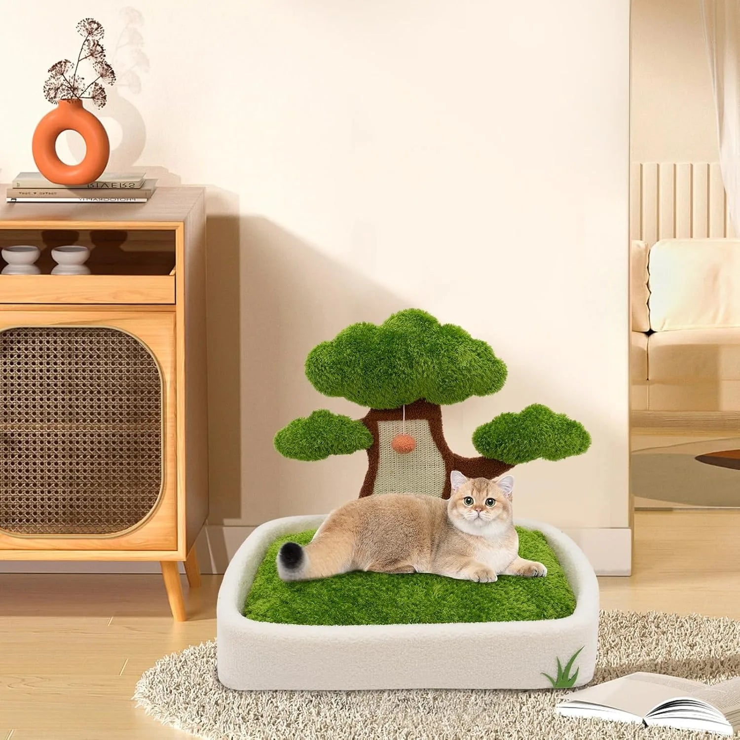 Luxury Cat House with Pine Tree Scratching Post - My Fur Baby