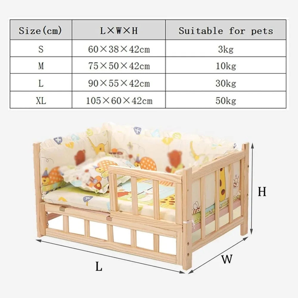 Elevated Wooden Pet Bed with Cooling Cushion - My Fur Baby